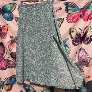 Long Flowy Teal Floral Skirt